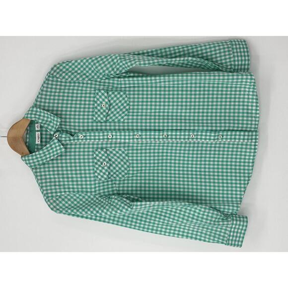 Cato Tops - Cato Women's Teal Green and White Gingham Button-Up Shirt Medium